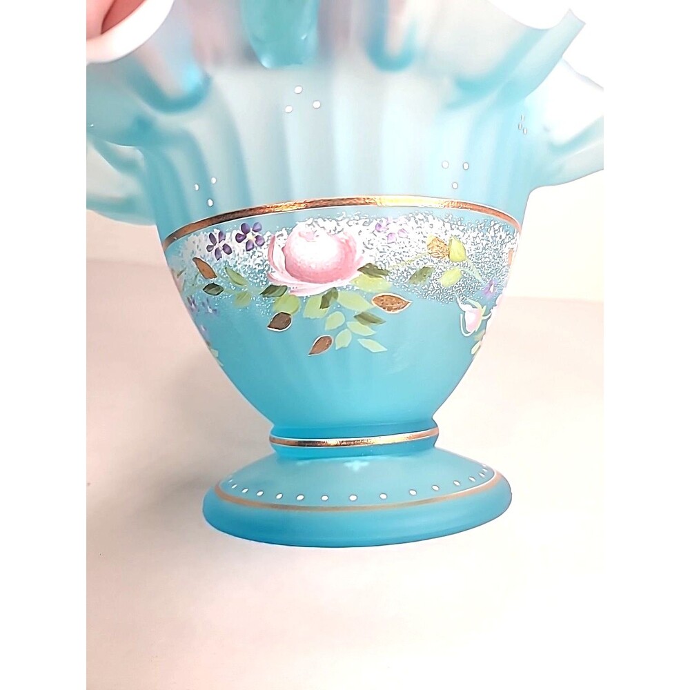 Fenton Charleston Collection 2002 Hand Painted Glass Art Basket Bill Fenton - Picture 5 of 8